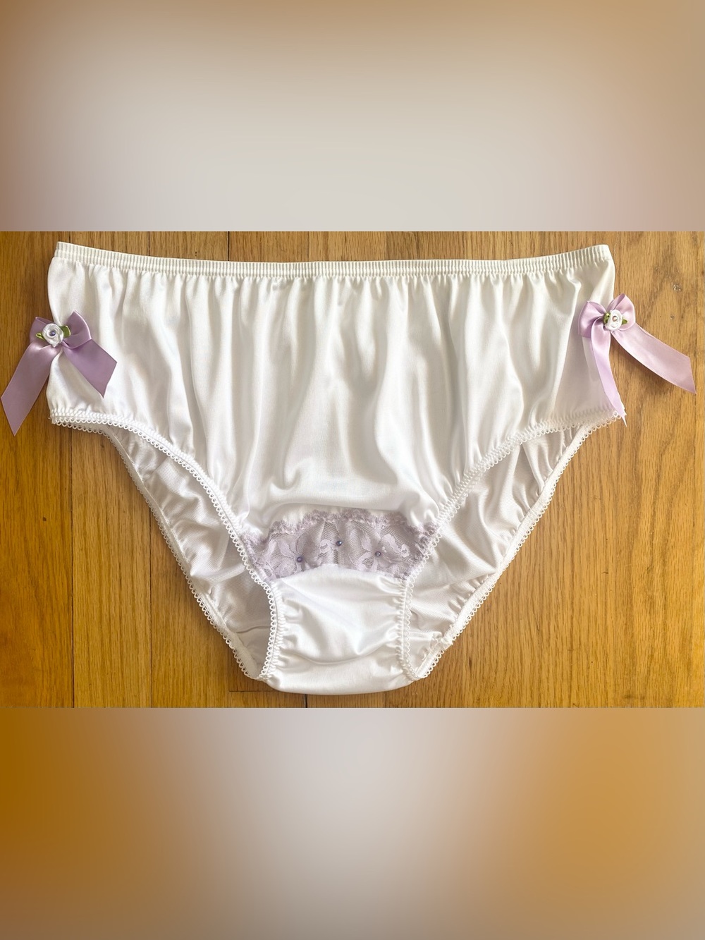 Vintage-Inspired Wedding Panties *Size 12* Nylon Lace Women's Bikini Underwear